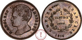 France, Napoléon II, 1 Centime, Essai, 1816 Av. NAPOLEON II EMPEREUR, Tête nue à gauche, Rv. EMPIRE FRANCAIS // 1 / CENTIME / ESSAI, dans une couronne...