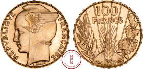 France, Troisième République (1870-1940), 100 Francs, Bazor, 1935, Paris, Av. REPUBLIQUE FRANCAISE, Tête à gauche coiffée d'un bonnet phrygien ailé, R...