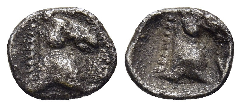 CALABRIA. Tarentum. 3/4 Obol (Circa 325-280 BC).

Obv: Head of horse right.
Rev:...