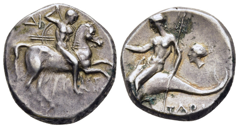 CALABRIA. Tarentum. Nomos or Didrachm (circa 275-240 BC). Aristokles, magistrate...