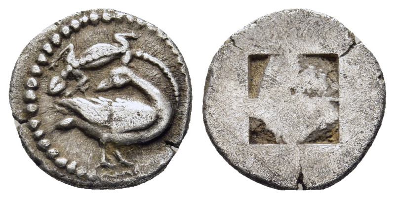 MACEDON. Eion. Trihemiobol (Circa 460-400 BC).

Obv: Goose standing right, head ...