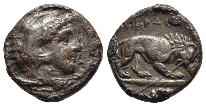 KINGS OF MACEDON. Perdikkas III (365-359 BC). Ae.

Obv: Head of Herakles right...