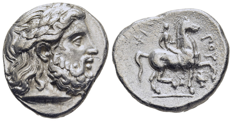 KINGS OF MACEDON. Philip II (359-336 BC). Tetradrachm. Amphipolis.

Obv: Laureat...