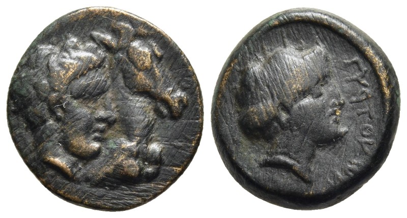 THESSALY. Gyrton. AE Dichalkon ( Early-mid 4th century BC).

Obv: Bare head of...