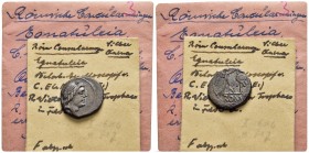 ANONYMOUS. Quinarius (81 BC). Rome. Uncertain mint.

Obv: Laureate head of Apollo right.
Rev: ROMA.
Victory standing right, crowning trophy; N bet...