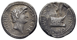 MARK ANTONY. Denarius (40 BC). Uncertain mint, possibly Corcyra. Cn. Domitius Ahenobarbus, imperator.

Obv: ANT IMP III VIR R P C.
Bare head right; li...