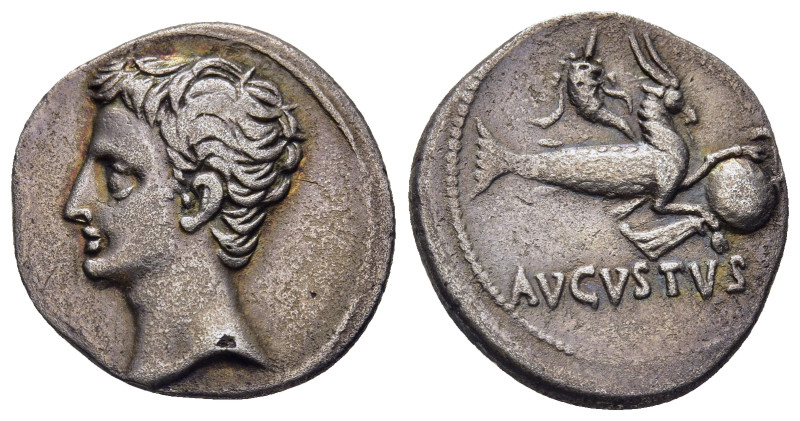 AUGUSTUS (27 BC-AD 14). Denarius. Uncertain Spanish mint (Colonia Patricia?).

O...