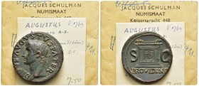 DIVUS AUGUSTUS (Died 14). Dupondius. Rome. Struck under Tiberius.

Obv: DIVVS AVGVSTVS PATER.
Radiate head left.
Rev: S - C // PROVIDENT.
Altar....