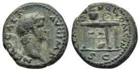 NERO (54-68). Semis. Rome.

Obv: NERO CAES AVG IMP.
Laureate head right.
Rev: CERTA QVINC ROM CON / S C.
Table bearing urn and wreath; round shield re...