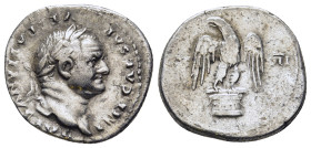 VESPASIAN (69-79). Denarius. Rome.

Obv: IMP CAESAR VESPASIANVS AVG.
Laureate head right.
Rev: COS - VII.
Eagle, with wings spread and head left, stan...