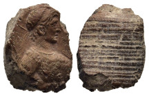ROMAN EMPIRE. Domitian as Caesar (69-81). Teracotta Seal.

Obv: Laureate and cuirassed bust with the features of Domitian Caesar right.
Rev. Blank.

C...