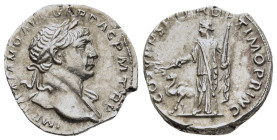 TRAJAN (98-117). Denarius. Rome.

Obv: IMP TRAIANO AVG GER DAC P M TR P.
Laureate bust right, with slight drapery.
Rev: COS V P P S P Q R OPTIMO PRINC...