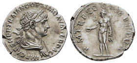 TRAJAN (98-117). Denarius. Rome.

Obv: IMP CAES NER TRAIANO OPTIMO AVG GER DAC.
Laureate and draped bust right.
Rev: P M TR P COS VI P P S P Q R.
Bonu...