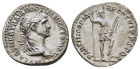TRAJAN (98-117). Denarius. Rome.

Obv: IMP CAES NER TRAIAN OPTIM AVG GERM DAC.
Laureate and draped bust right.
Rev: PARTHICO P M TR P COS VI P P SPQR....