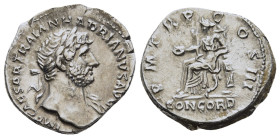 HADRIAN (117-138). Denarius. Rome.

Obv: IMP CAESAR TRAIAN HADRIANVS AVG.
Laureate bust right, with slight drapery.
Rev: P M TR P COS III // CONCORD.
...