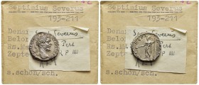 SEPTIMIUS SEVERUS (193-211). Denarius. Rome.

Obv: L SEPT SEV PERT AVG IMP IIII.
Laureate head right.
Rev: MARS PACATOR.
Mars standing left, hold...