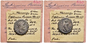 SEPTIMIUS SEVERUS (193-211). Denarius. Emesa.

Obv: IMP CA L SE SEV PER AVG COS II.
Laureate head right.
Rev: MINER VICTRIS.
Minerva standing lef...