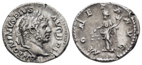 CARACALLA (198-217). Denarius. Rome.

Obv: ANTONINVS PIVS AVG BRIT.
Laureate head right.
Rev: MONETA AVG.
Moneta standing left, holding scales and cor...
