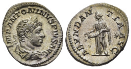 ELAGABALUS (218-222). Denarius. Rome.

Obv: IMP ANTONINVS PIVS AVG.
Laureate and draped bust right.
Rev: ABVNDANTIA AVG.
Abundantia standing left, emp...