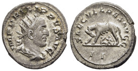 PHILIP I 'THE ARAB' (244-249). Antoninianus. Rome. Saecular Games/1000th Anniversary of Rome issue.

Obv: IMP PHILIPPVS AVG.
Radiate, draped and cuira...