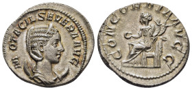 OTACILIA SEVERA (Augusta, 244-249). Antoninianus. Rome.

Obv: M OTACIL SEVERA AVG.
Draped bust right, wearing stephane and set upon crescent.
Rev: CON...