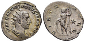 VOLUSIAN (251-253). Antoninianus. Rome.

Obv: IMP CAE C VIB VOLVSIANO AVG.
Radiate, draped and cuirassed bust right.
Rev: VIRTVS AVGG.
Virtus standing...