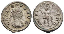 GALLIENUS (253-268). Antoninianus. Rome.

Obv: GALLIENVS AVG
Radiate and cuirassed bust right.
Rev: MARTI PACIFERO
Mars standing left, holding branch ...