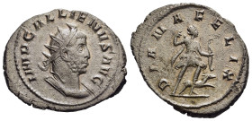 GALLIENUS (253-268). Antoninianus. Mediolanum.

Obv: IMP GALLIENVS AVG.
Radiate and cuirassed bust right.
Rev: DIANA FELIX.
Diana, holding bow an...