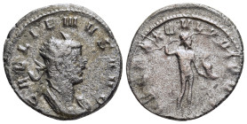 GALLIENUS (253-268). Antoninianus. "Legionary series", honoring Legio XXX Ulpia Victrix. Mediolanum.

Obv: GALLIENVS AVG.
Radiate and cuirassed bust r...