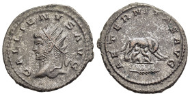 GALLIENUS (253-268). Antoninianus. Antioch.

Obv: GALLIENVS AVG.
Radiate head left.
Rev: AETERNITAS AVG.
Wolf standing right, suckling the twins Romul...