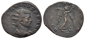 CLAUDIUS II GOTHICUS (268-270). Antoninianus. Mediolanum.

Obv: IMP CLAVDIVS P F AVG.
Radiate, draped and cuirassed bust right.
Rev: VICTORIA AVG // S...