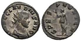 CLAUDIUS II GOTHICUS (268-270). Antoninianus. Rome.

Obv: IMP C CLAVDIVS AVG.
Radiate and cuirassed bust right.
Rev: SPES PVBLICA.
Spes advancing left...
