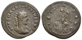 CLAUDIUS II GOTHICUS (268-270). Antoninianus. Smyrna.

Obv: IMP C M AVR CLAVDIVS AVG.
Radiate, draped and cuirassed bust right.
Rev: VICTORIA AVG // S...