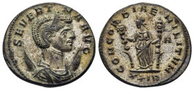 SEVERINA (Augusta, 270-275). Antoninianus. Rome.

Obv: SEVERINA AVG.
Draped bust right, wearing stephane and set upon crescent.
Rev: CONCORDIAE MILITV...