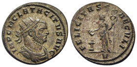 TACITUS (275-276). Antoninianus. Siscia.

Obv: IMP C M CL TACUTVS AVG.
Radiate, draped and cuirassed bust right.
Rev: FELICITAS SAECVLI // V.
Felicita...