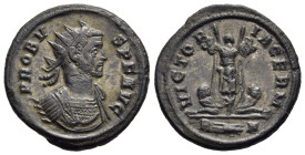 PROBUS (176-182). Antoninianus. Rome.

Obv: PROBVS P F AVG.
Radiate and cuirassed bust right, slight drapery on far shoulder.
Rev: VICTORIA GERM // R ...