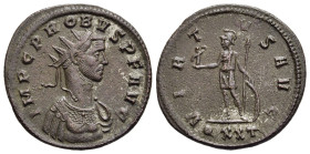 PROBUS (276-282). Antoninianus. Ticinum.

Obv: IMP C PROBVS P F AVG.
Radiate and cuirassed bust right.
Rev: VIRTVS AVG // QXXT.
Virtus standing left, ...