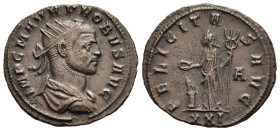 PROBUS (276-282). Antoninianus. Siscia.

Obv: IMP C M AVR PROBVS AVG.
Radiate, draped and cuirassed bust right.
Rev: FELICITAS AVG / A // XXI.
Felicit...
