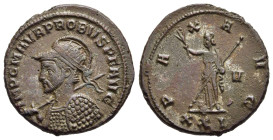 PROBUS (276-282). Antoninianus. Siscia.

Obv: IMP C M AVR PROBVS P F AVG.
Radiate, helmeted and cuirassed bust left, holding round shield and spear ov...
