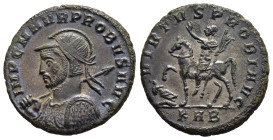 PROBUS (276-282). Antoninianus. Serdica.

Obv: IMP C M AVR PROBVS AVG.
Radiate, helmeted and cuirassed bust left, holding shield and spear.
Rev: VIRTV...