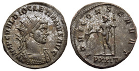 DIOCLETIAN (284-305). Antoninianus. Ticinum.

Obv: IMP C VAL DIOCLETIANVS AVG.
Radiate and cuirassed bust right.
Rev: IOVI CONSERVAT // PXXIT.
Jupiter...