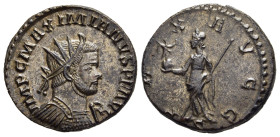 MAXIMIANUS HERCULIUS (first reign, 286-305). Antoninianus. Lugdunum.

Obv: IMP C MAXIMIANVS P F AVG. 
Radiate and cuirassed bust of Maximian to right....