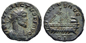 ALLECTUS. (293-296). Antoninianus / Quinarius. Londinium.

Obv: IMP C ALLECTVS AVG.
Radiate and cuirassed bust right.
Rev: VIRTVS AVG // QC.
Galley le...