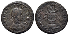 LICINIUS II (Caesar, 317-324). Follis. Rome.

Obv: LICINIVS IVN NOB C. 
Laureate, draped and cuirassed bust to right. 
Rev: SAECVLI F-ELICITAS / P - R...