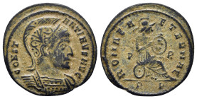 CONSTANTINE I 'THE GREAT' (307/10-337). Follis. Rome.

Obv: CONST - ANTINVS AVG.
Helmeted and cuirassed bust right.
Rev: ROMAE A - ETERNAE / P - R // ...