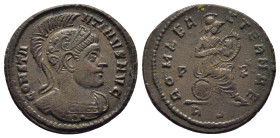 CONSTANTINE I 'THE GREAT' (307/10-337). Follis. Rome.

Obv: CONSTA - NTINVS AVG.
Helmeted and cuirassed bust right.
Rev: ROMAE A - ETERNAE / P - R // ...