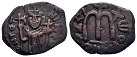 ISLAMIC. Time of the Rashidun. Pseudo-Byzantine types (AH 15/16-23/4 AH). Fals, imitating a 'Constantinople follis of Constans', uncertain mint.

Obv:...