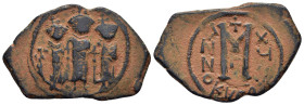 ISLAMIC. Time of the Rashidun. Pseudo-Byzantine (AH 15/16-23/4 = AD 637-643). Ae Fals / Follis. Imitating a 'Cyprus follis', uncertain mint in Syria (...