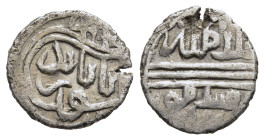 ISLAMIC. Anatolian Beyliks. Isfandiyars, Bayazid ibn Ya'qub, AR Akçe ND (?), Toughra type, Qastamuniya (Kastamonu) mint. 
Album 1286.5.
Condition: Ver...