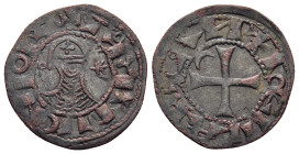CRUSADERS. Antioch. Anonymous, time of Bohemond III (1163-1201). Silver washed copper Denier.

Obv: +AIINCNIOIS(sic).
Bust left wearing Norman helmet ...